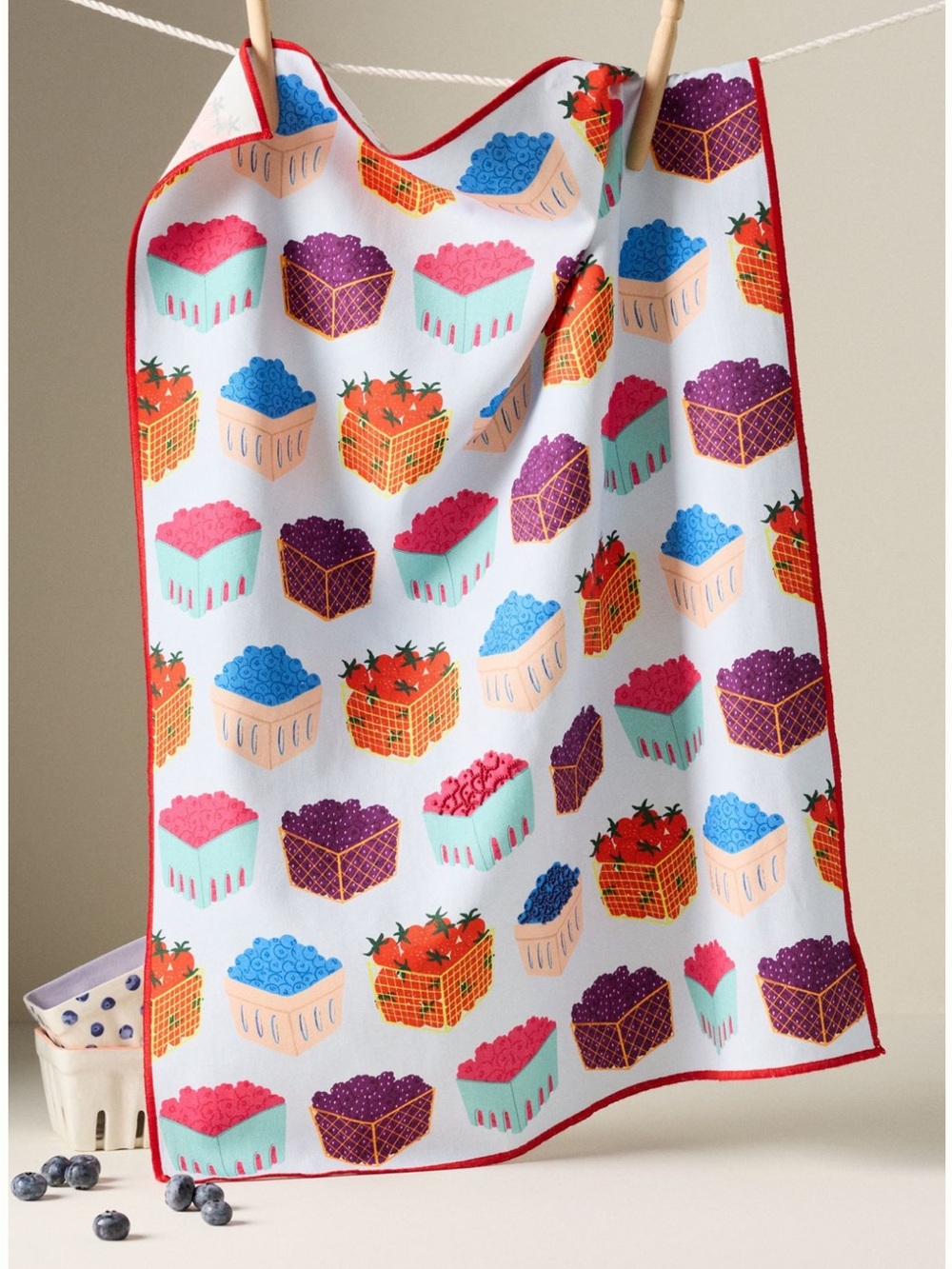 Anthro Jenny Kolans Berry Basket Dish Towel